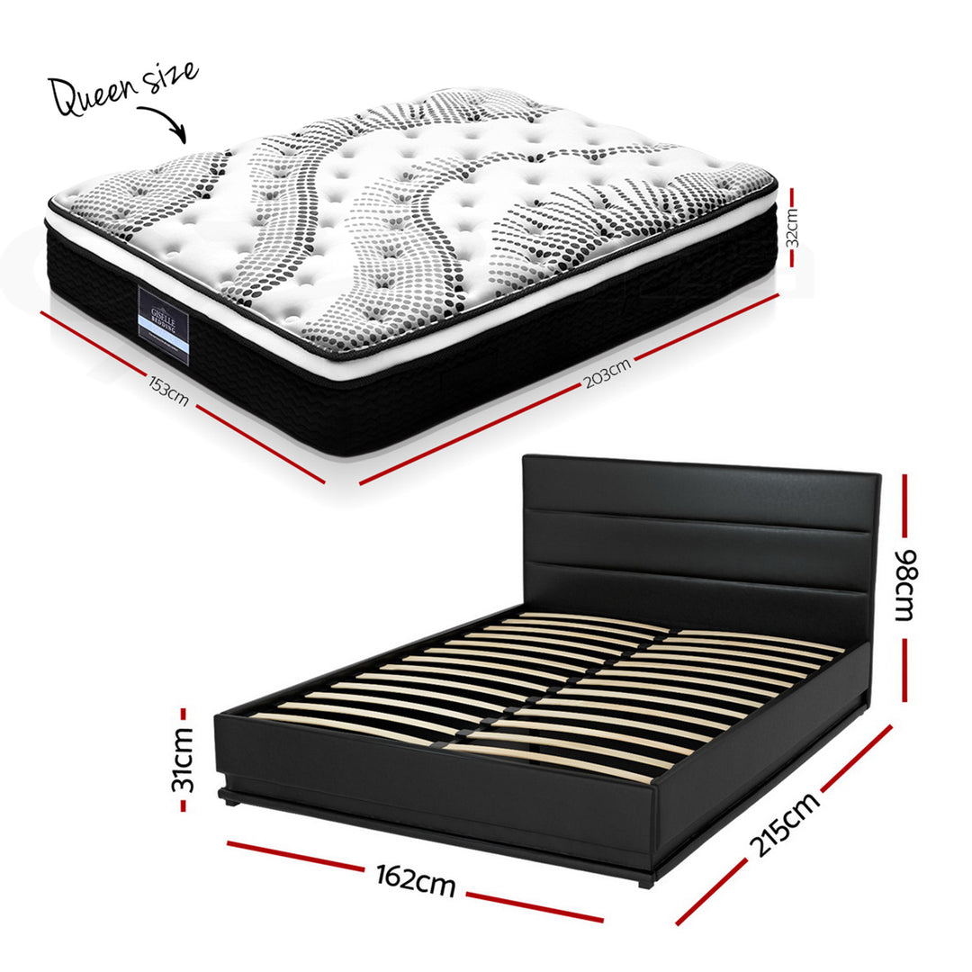 Miami (Queen) Bed Frame & Zenith Mattress Set - Black - Homecoze