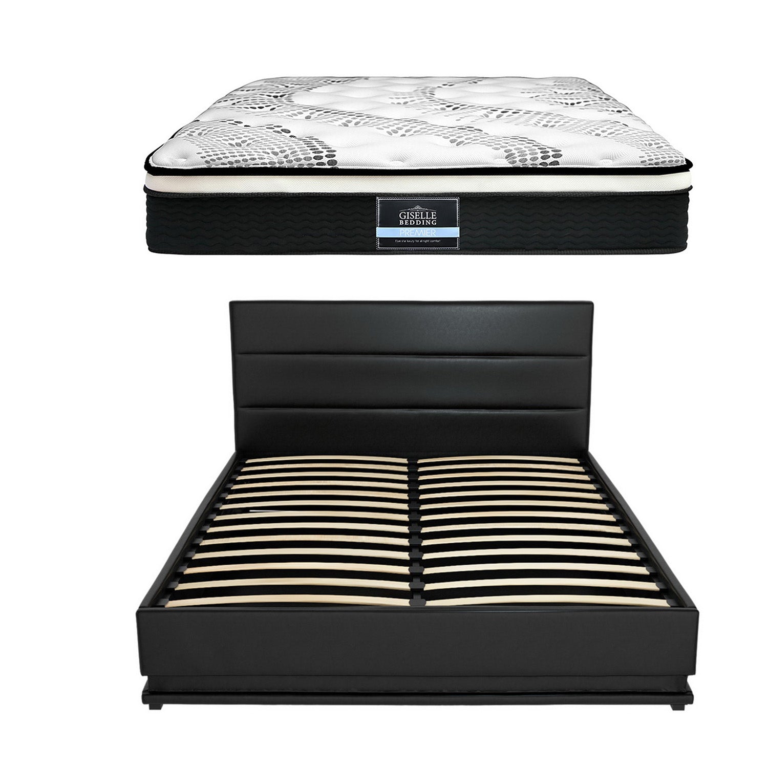 Miami (Queen) Bed Frame & Zenith Mattress Set - Black - Homecoze