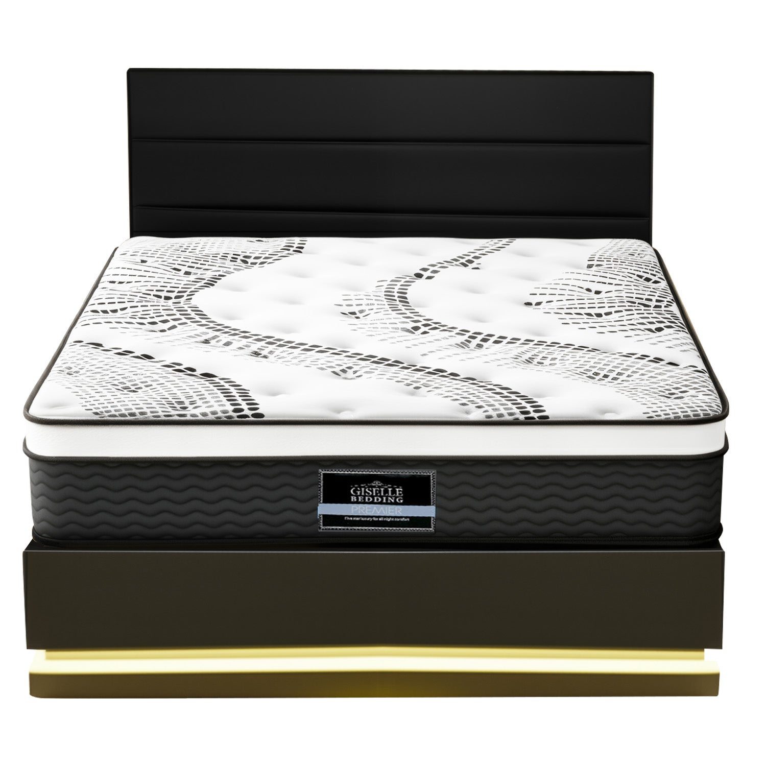 Miami (Queen) Bed Frame & Zenith Mattress Set - Black - Homecoze