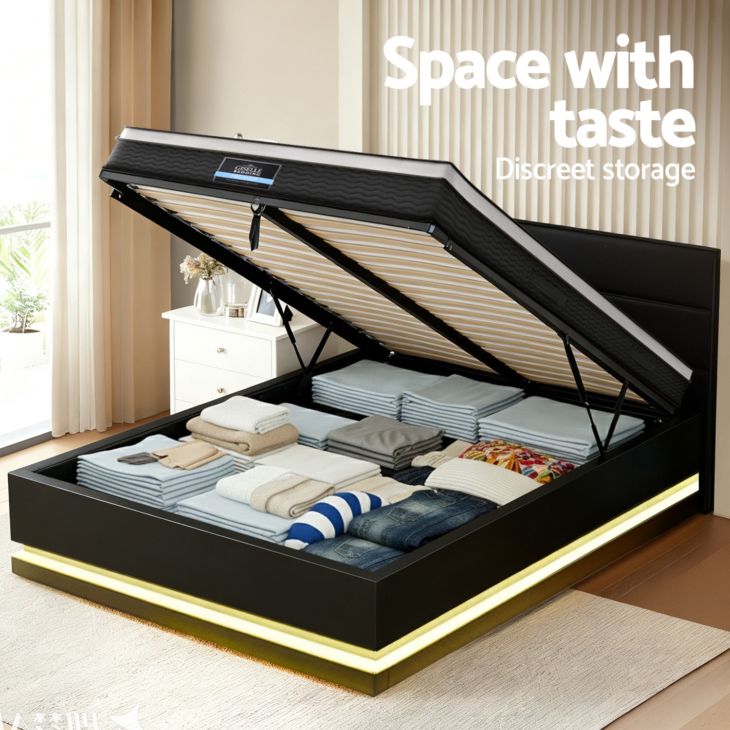Miami (Queen) Bed Frame & Zenith Mattress Set - Black - Homecoze
