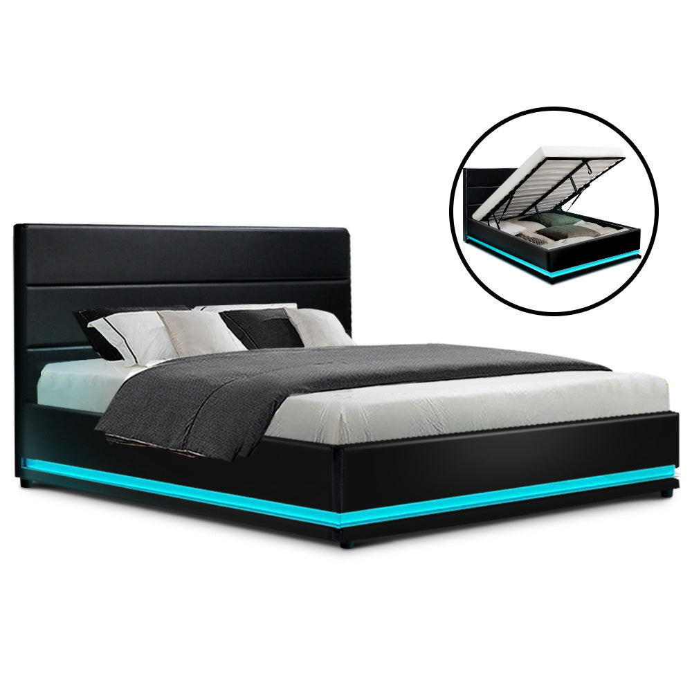 Miami (Double) Storage Bed Frame | PU Leather - Black