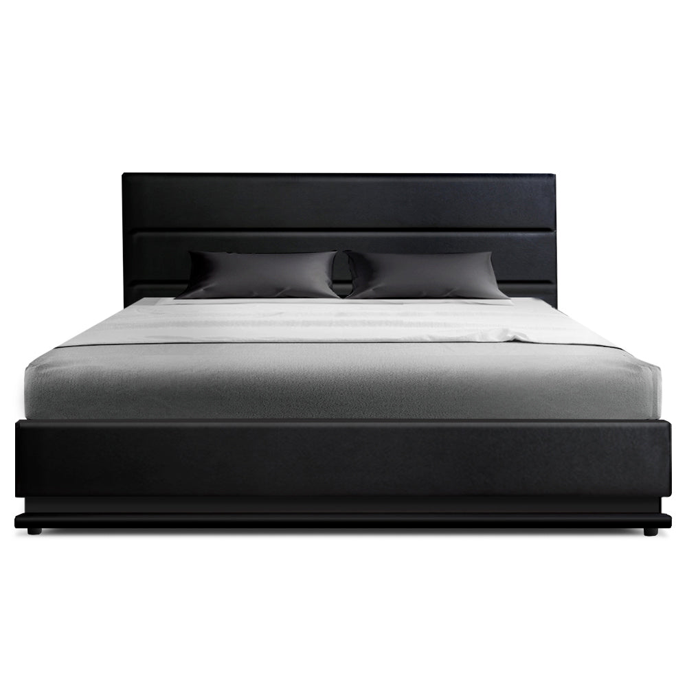 Miami (Double) Storage Bed Frame | PU Leather - Black