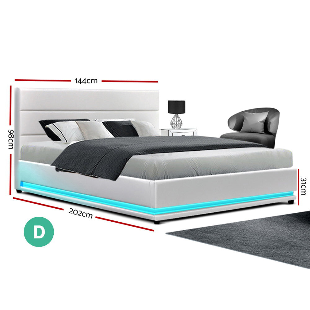 Miami (Double) Storage Bed Frame | PU Leather - White - Homecoze