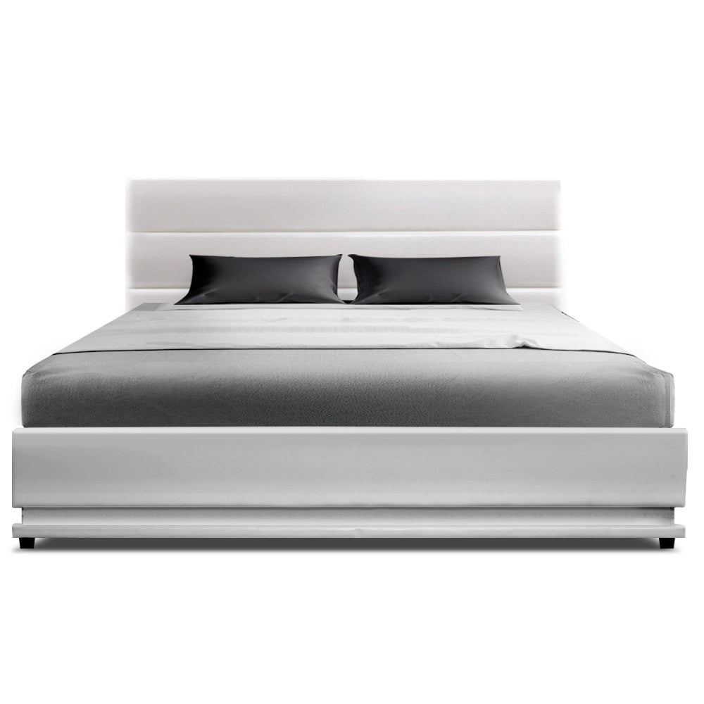 Miami (Double) Storage Bed Frame | PU Leather - White - Homecoze