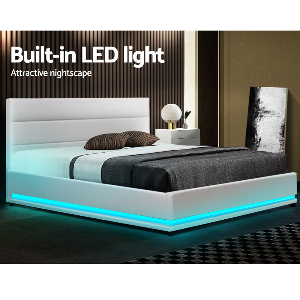Miami (Double) Storage Bed Frame | PU Leather - White - Homecoze