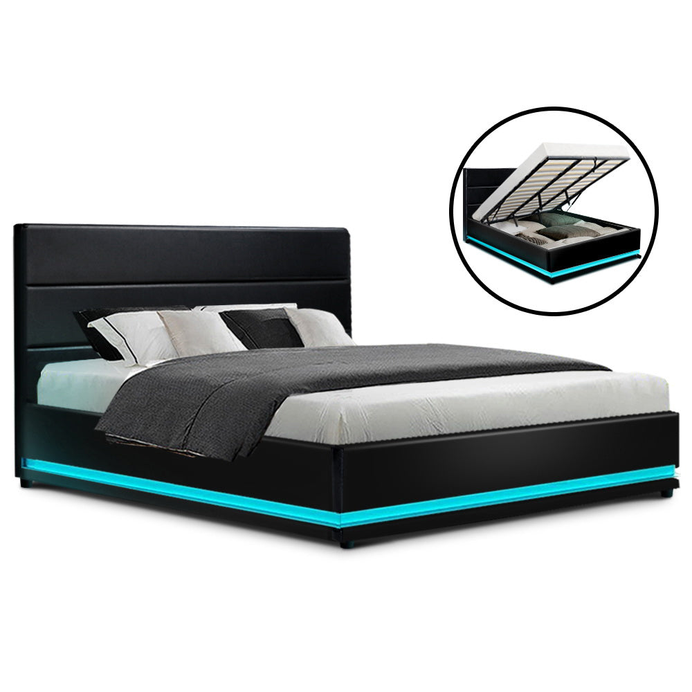 Miami (King) Storage Bed Frame | PU Leather - Black