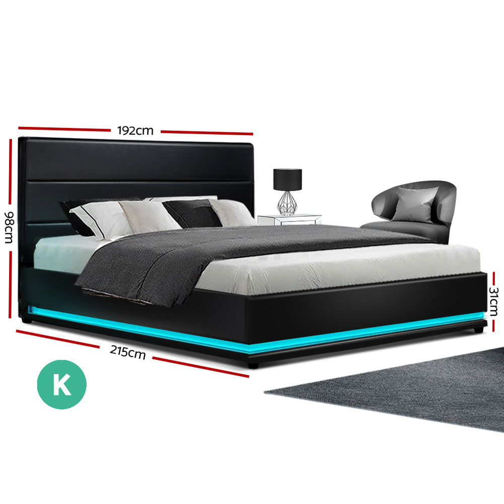 Miami (King) Storage Bed Frame | PU Leather - Black