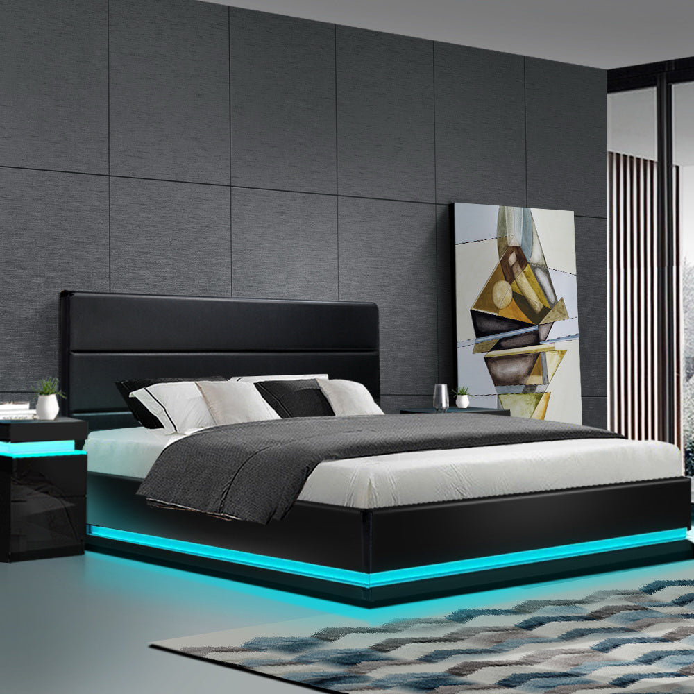 Miami (King) Storage Bed Frame | PU Leather - Black - Homecoze