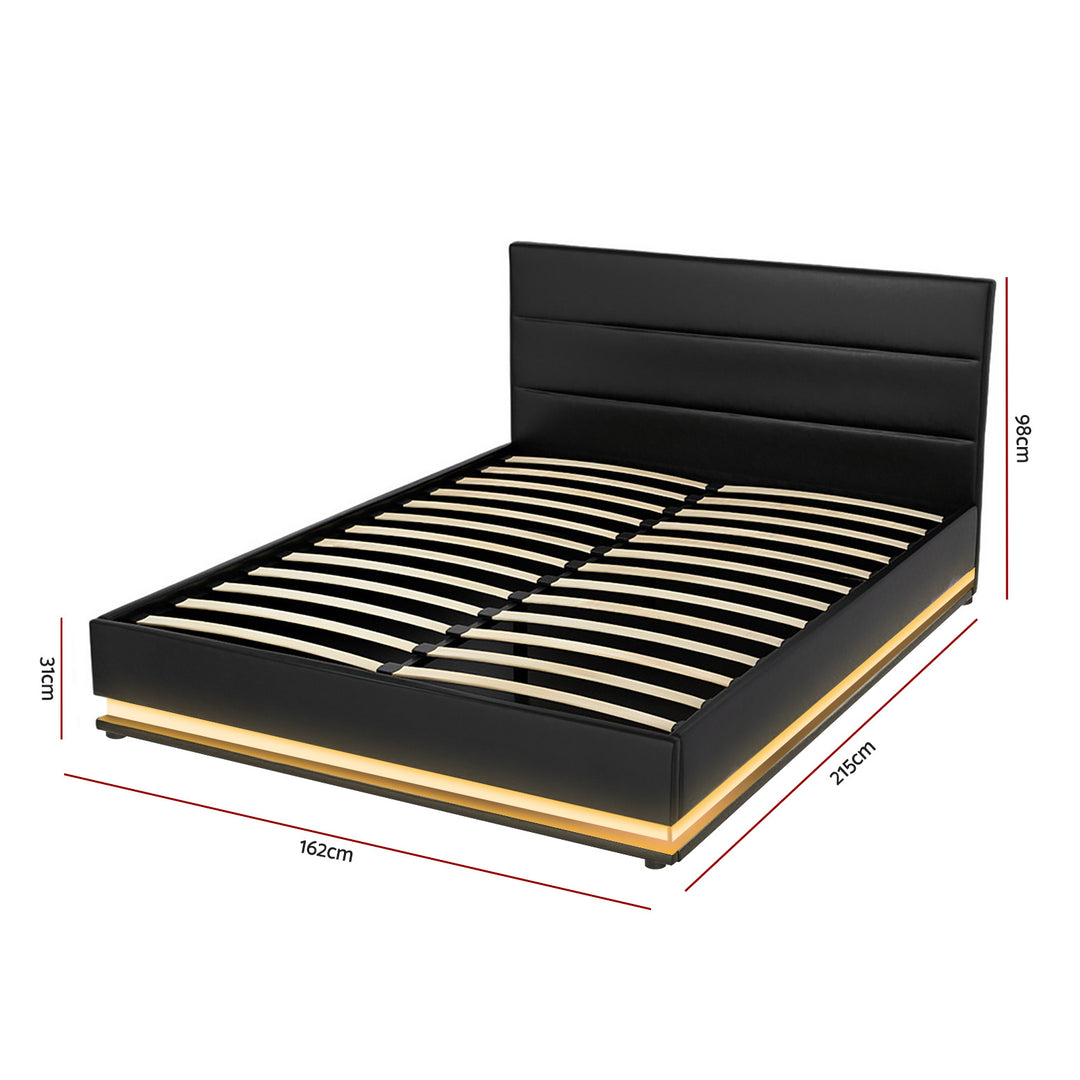 Miami (Queen) Storage Bed Frame | PU Leather - Black - Homecoze
