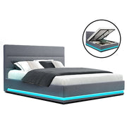 Miami (Queen) Storage Bed Frame | Fabric - Grey - Homecoze