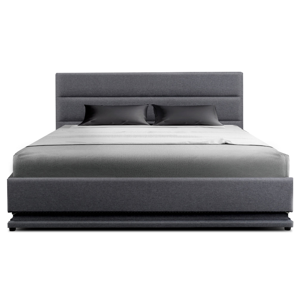 Miami (Queen) Storage Bed Frame | Fabric - Grey - Homecoze