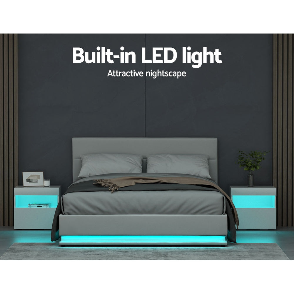 Miami (Queen) Storage Bed Frame | PU Leather - White - Homecoze