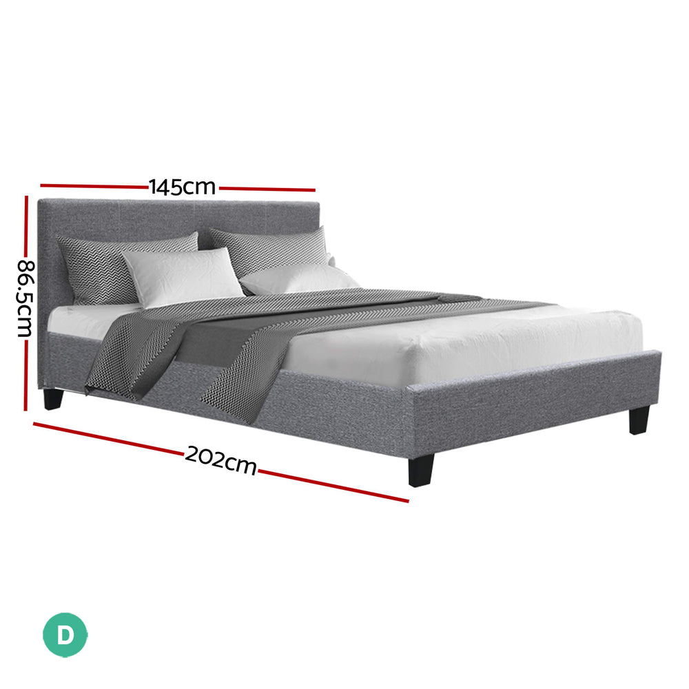 Denver (Double) Bed Frame | Fabric - Grey