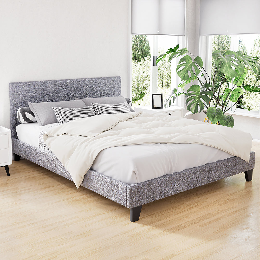 Denver (Double) Bed Frame | Fabric - Grey