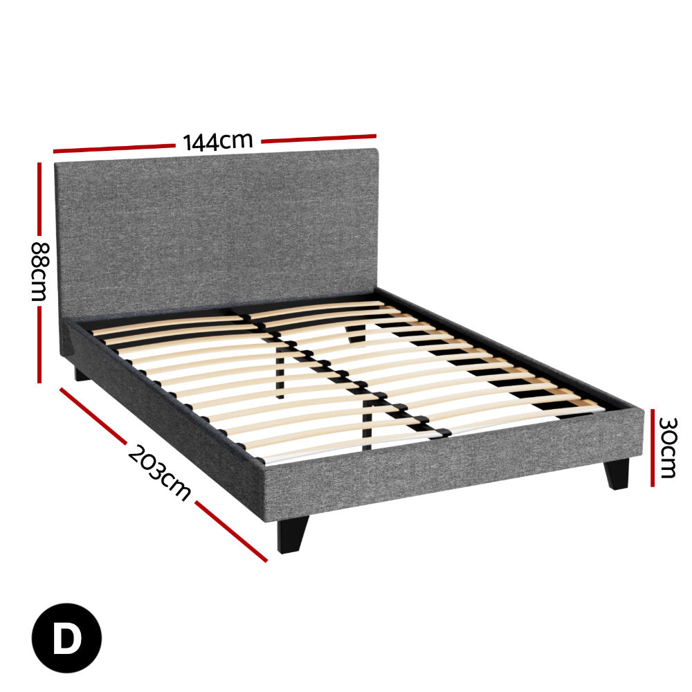 Denver (Double) Bed Frame | Fabric - Grey - Homecoze