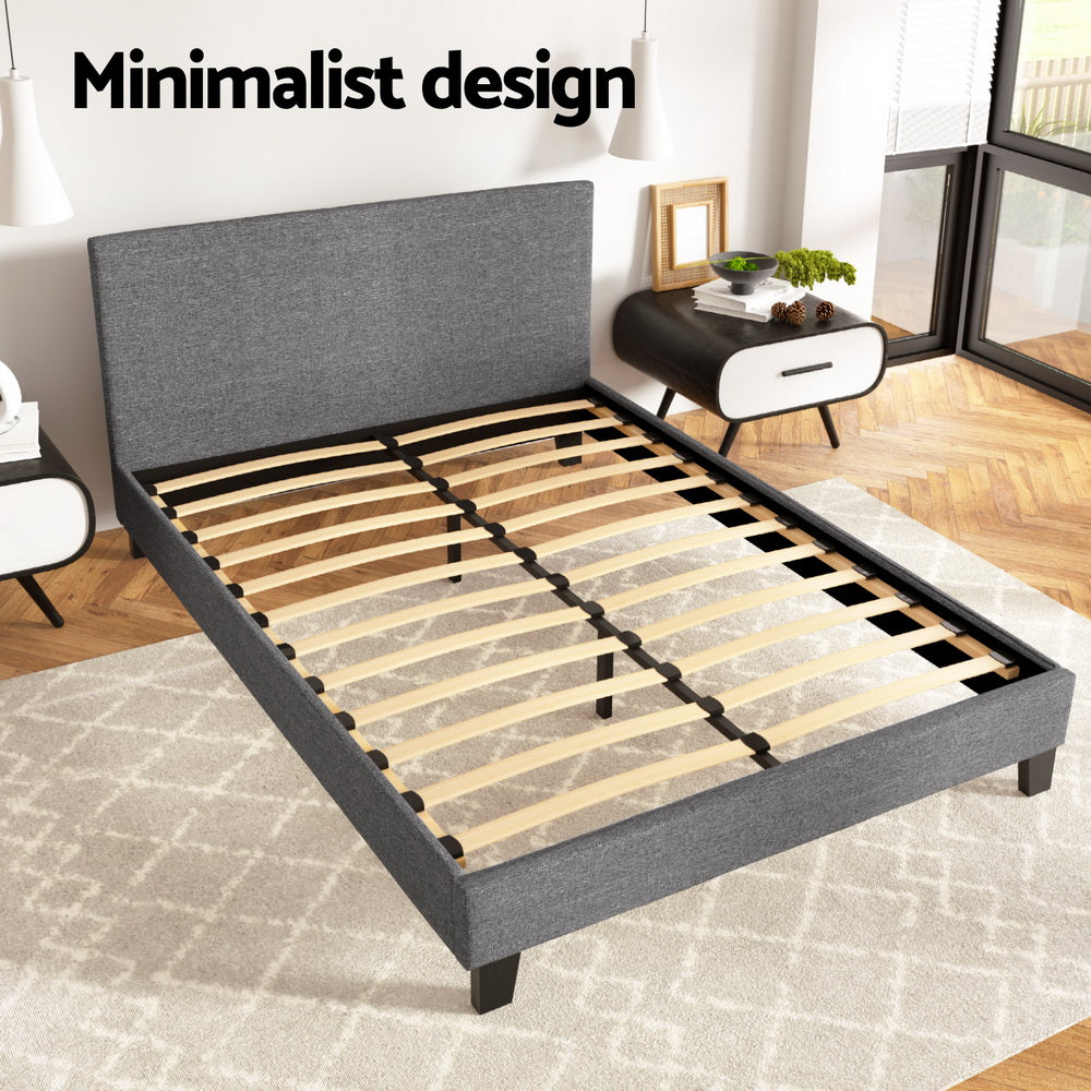 Denver (Double) Bed Frame | Fabric - Grey - Homecoze