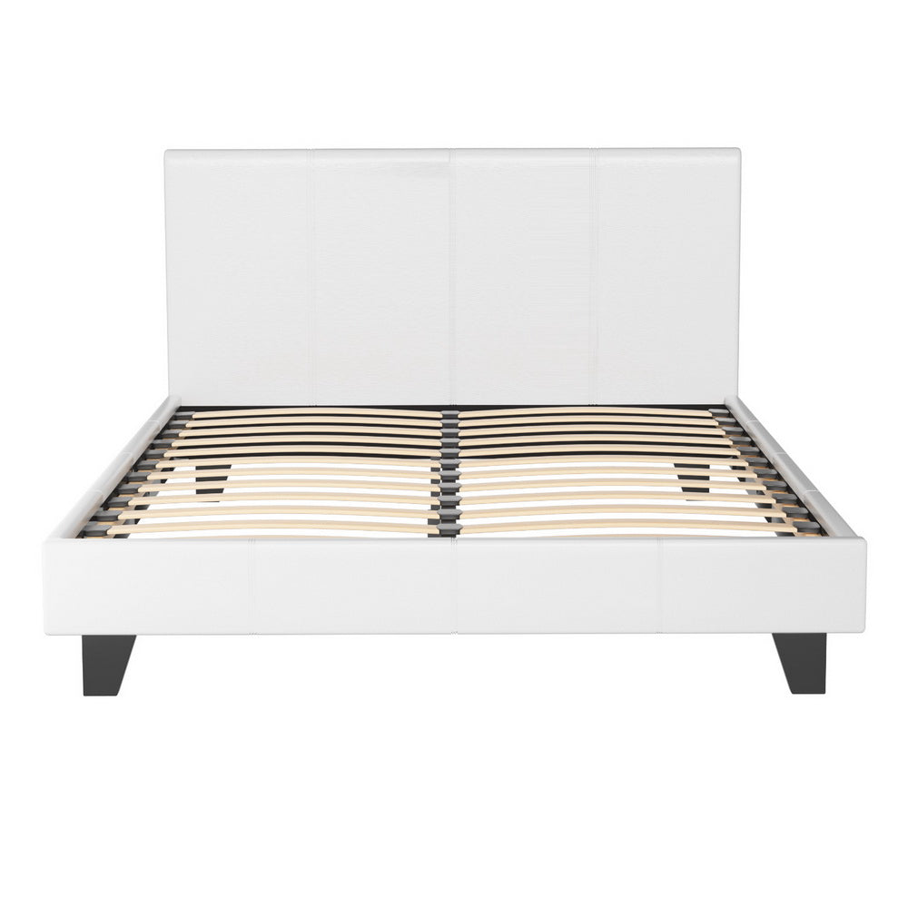 Denver (Double) Bed Frame | PU Leather - White - Homecoze
