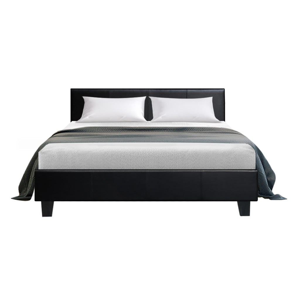 Denver (Double) Bed Frame | PU Leather - Black - Homecoze