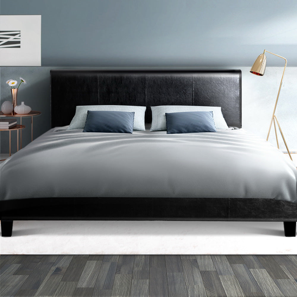 Denver (Double) Bed Frame | PU Leather - Black