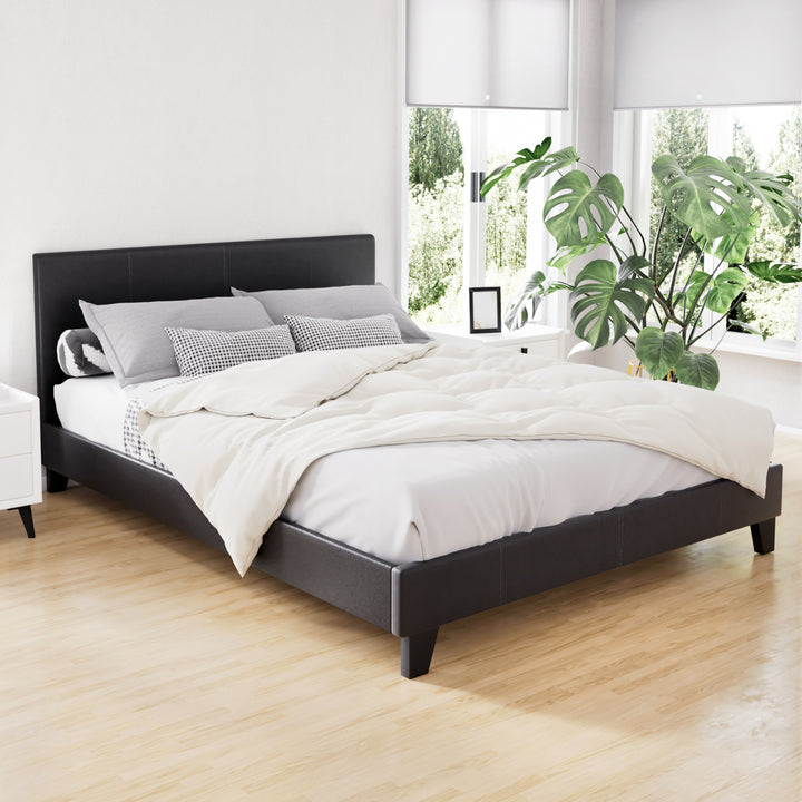 Denver (Double) Bed Frame | PU Leather - Black