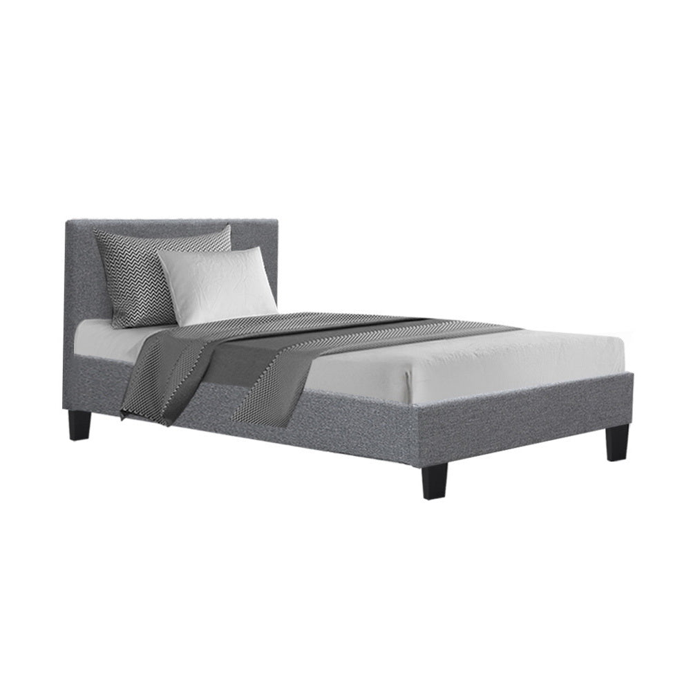 Denver (King Single) Bed Frame | Fabric - Grey