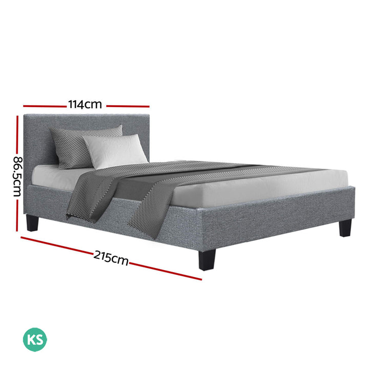 Denver (King Single) Bed Frame | Fabric - Grey