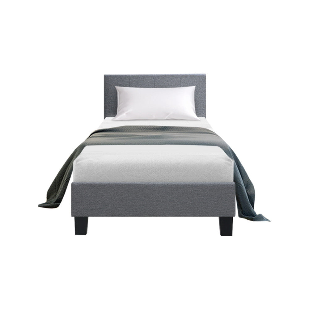 Denver (King Single) Bed Frame | Fabric - Grey