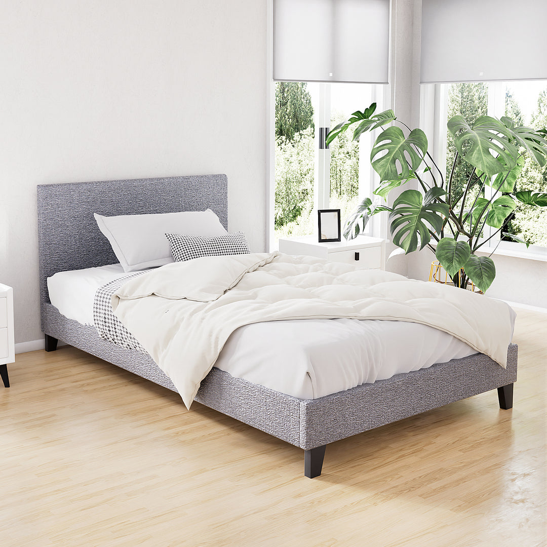 Denver (King Single) Bed Frame | Fabric - Grey