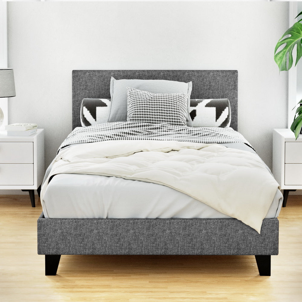 Denver (King Single) Bed Frame | Fabric - Grey - Homecoze