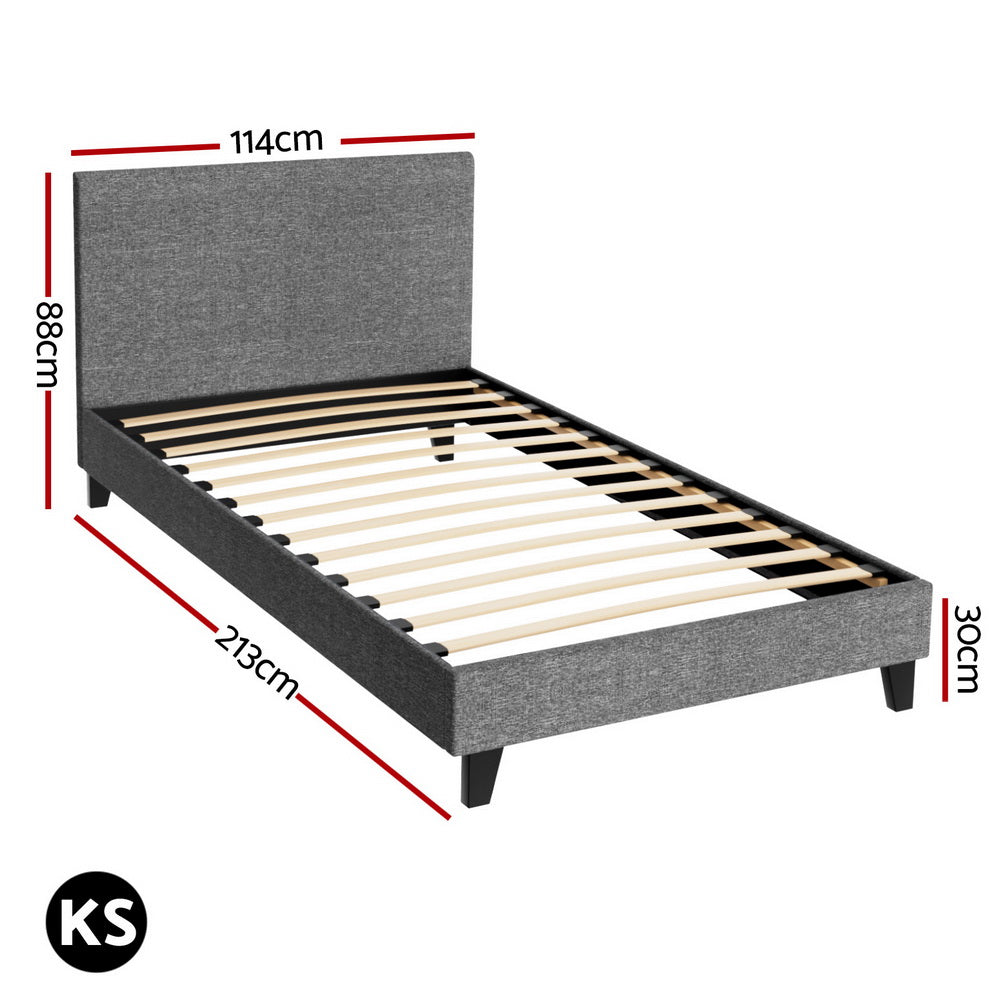 Denver (King Single) Bed Frame | Fabric - Grey - Homecoze