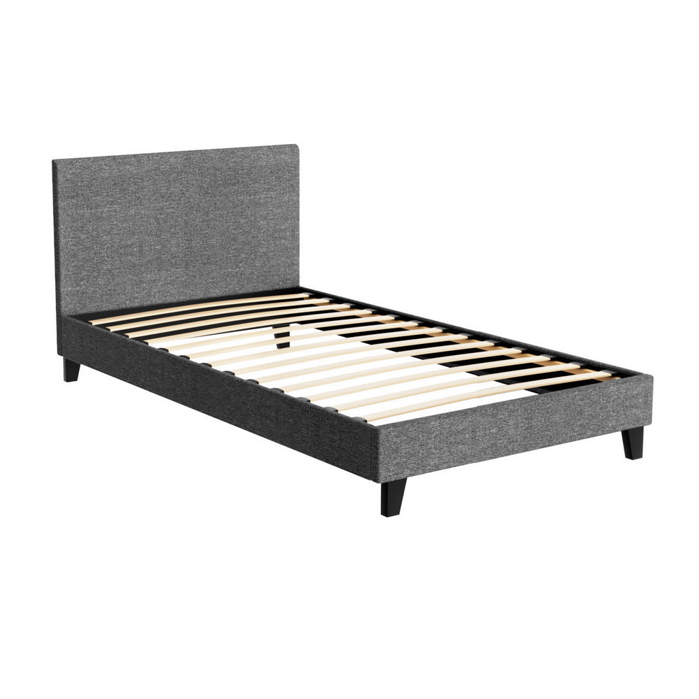 Denver (King Single) Bed Frame | Fabric - Grey - Homecoze