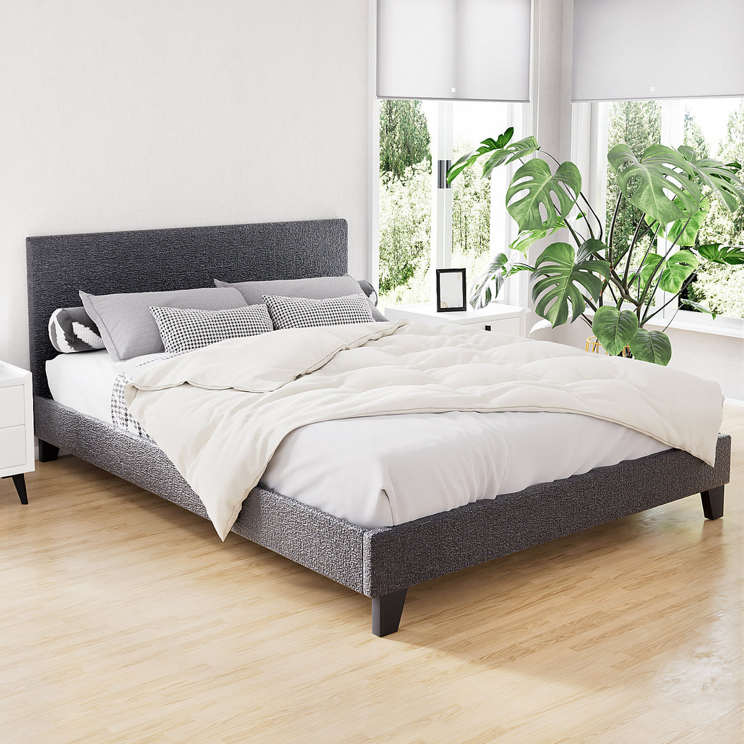 Denver (Queen) Bed Frame | Fabric - Charcoal