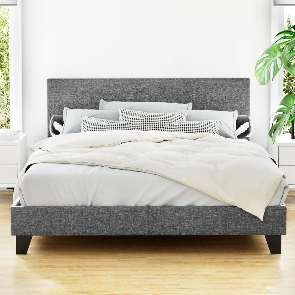 Denver (Queen) Bed Frame | Fabric - Grey - Homecoze