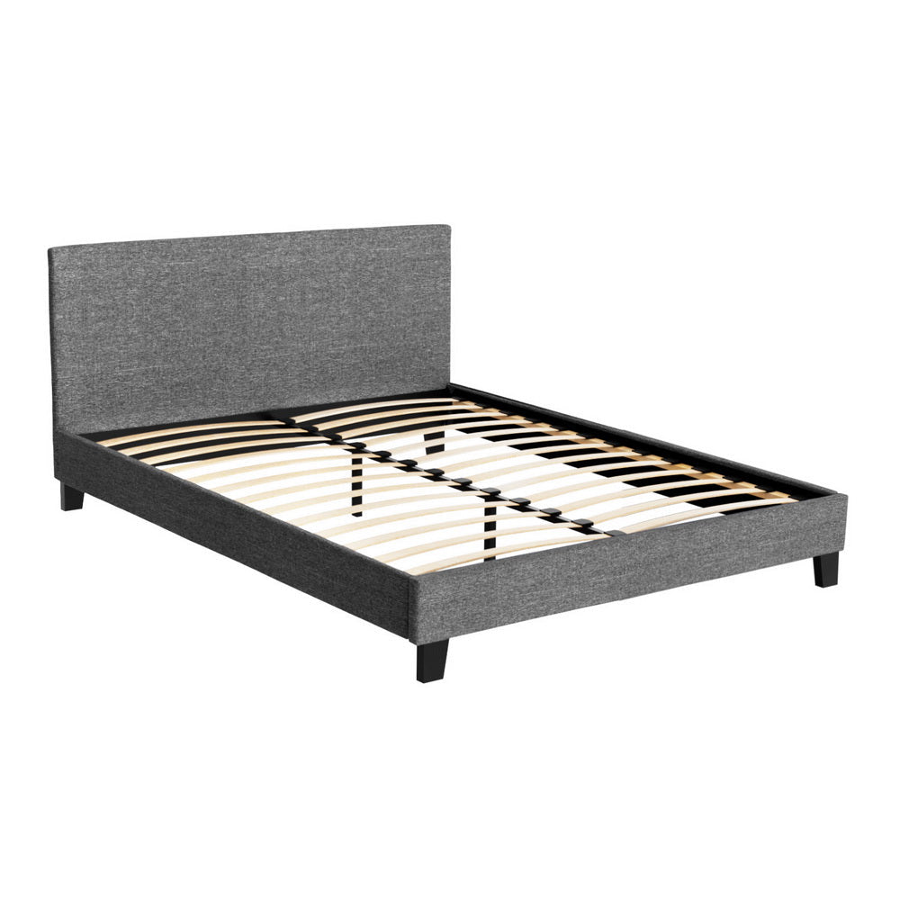 Denver (Queen) Bed Frame | Fabric - Grey - Homecoze