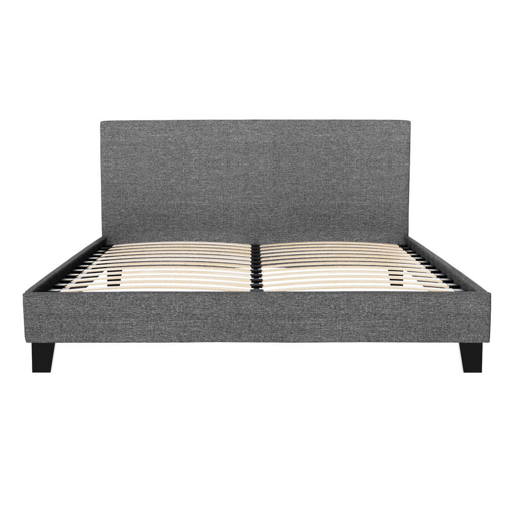 Denver (Queen) Bed Frame | Fabric - Grey - Homecoze