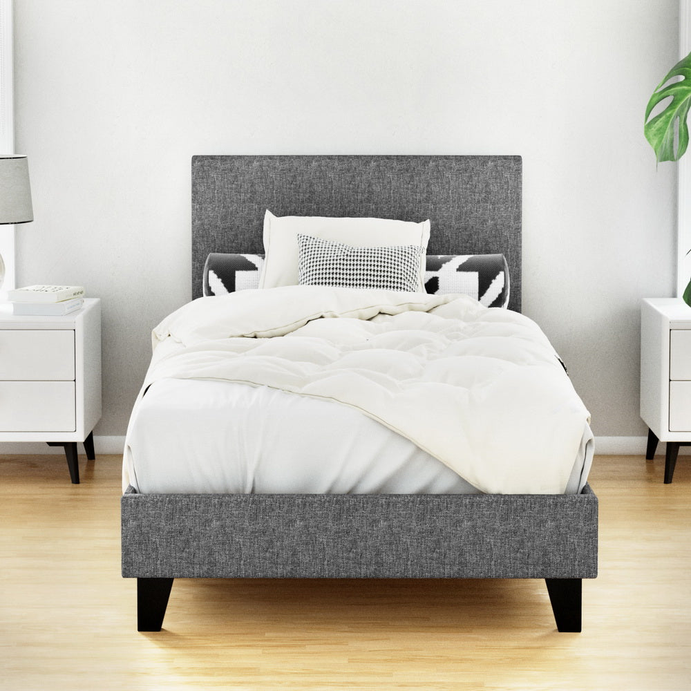 Denver (Single) Bed Frame | Fabric - Grey - Homecoze
