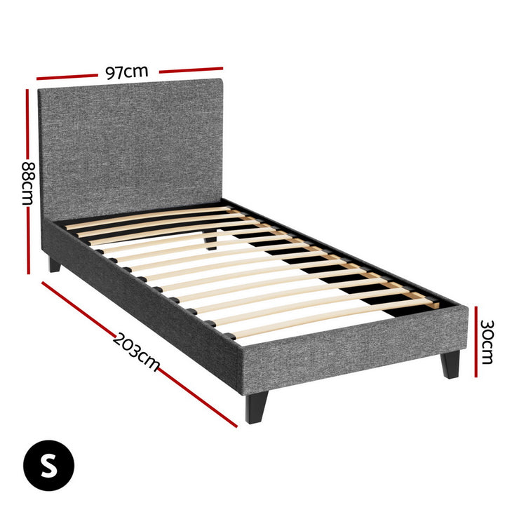 Denver (Single) Bed Frame | Fabric - Grey - Homecoze