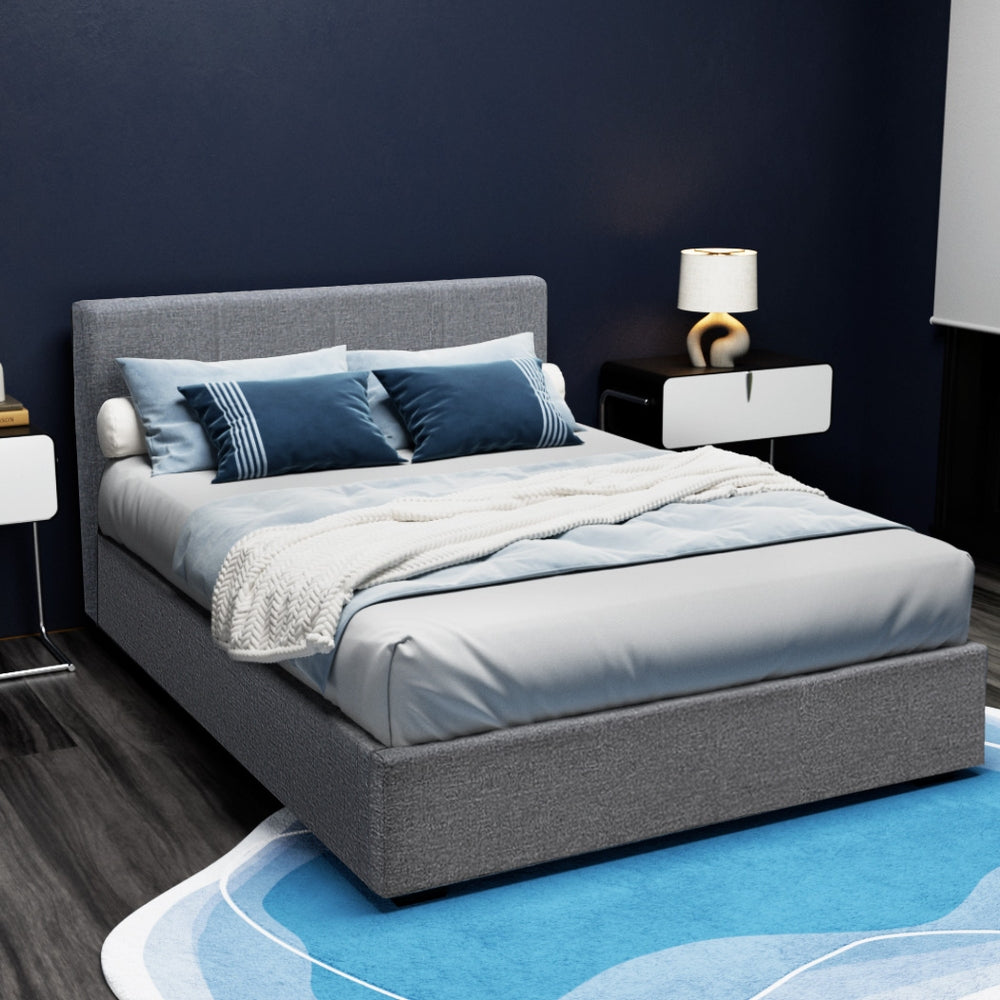 Tampa (Double) Storage Bed Frame | Fabric - Grey - Homecoze