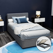 Tampa (King Single) Storage Bed Frame | Fabric - Grey - Homecoze