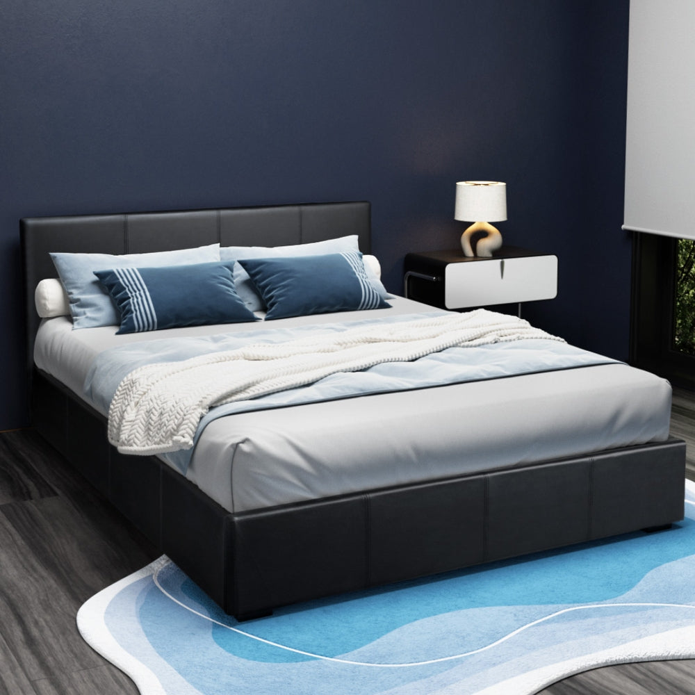 Tampa (Queen) Storage Bed Frame | PU Leather - Black