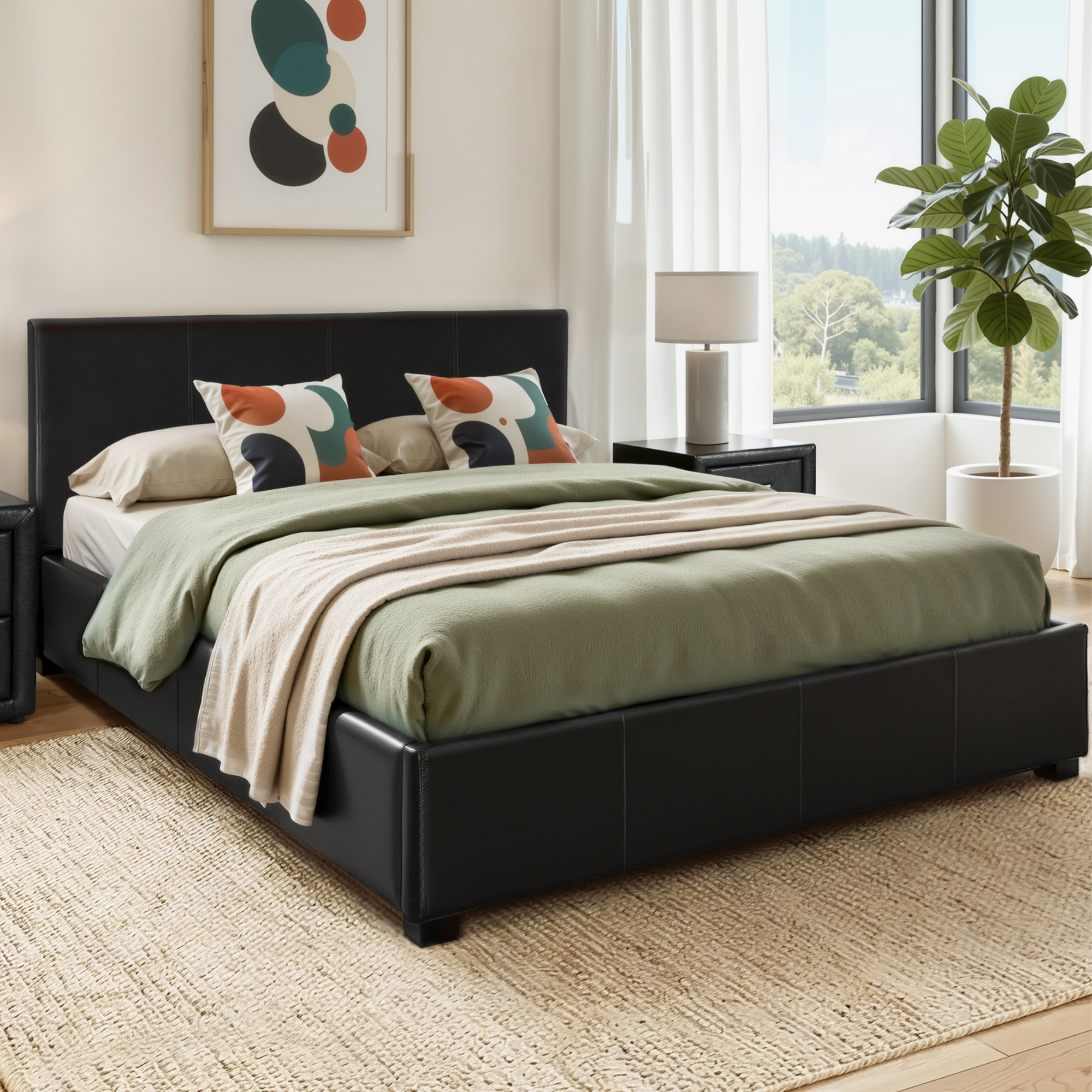 Tampa (Queen) Gas-Lift Storage Bed Frame - Black - Homecoze
