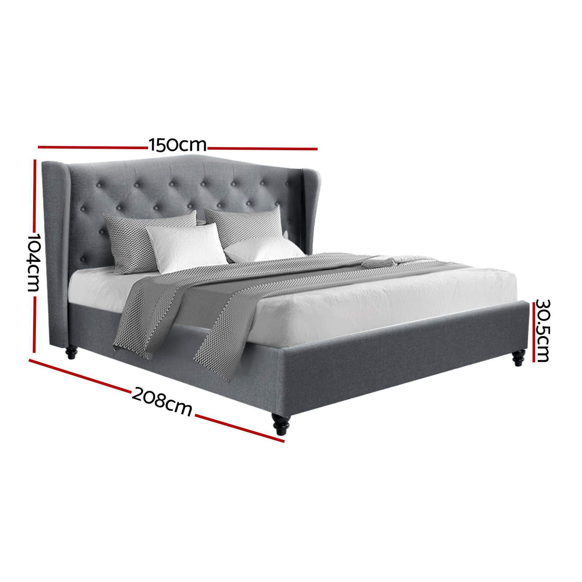 Liberty (Double) Linen-Look Bed Frame - Grey
