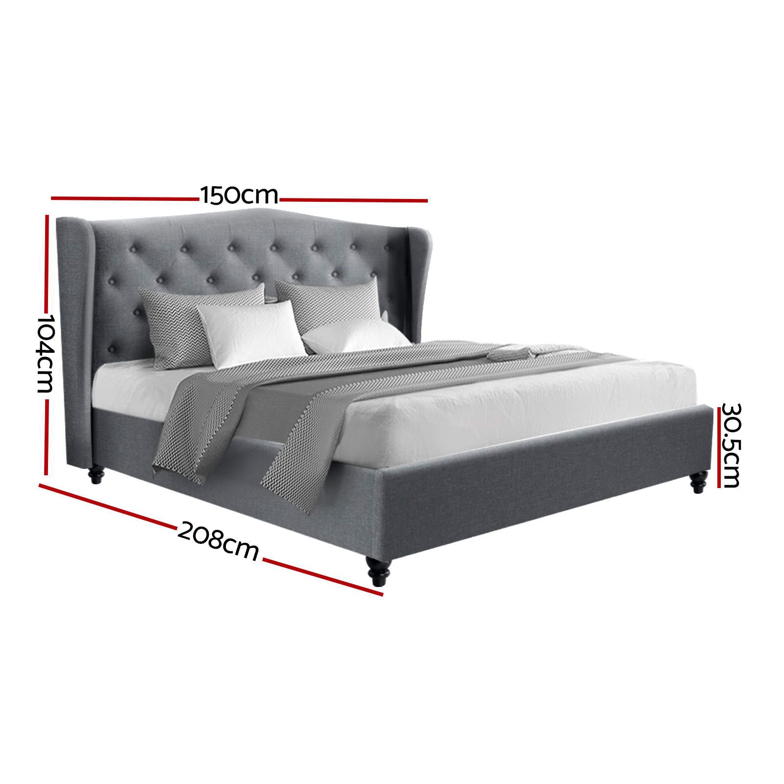 Liberty (Double) Faux Linen Bed Frame - Grey - Homecoze