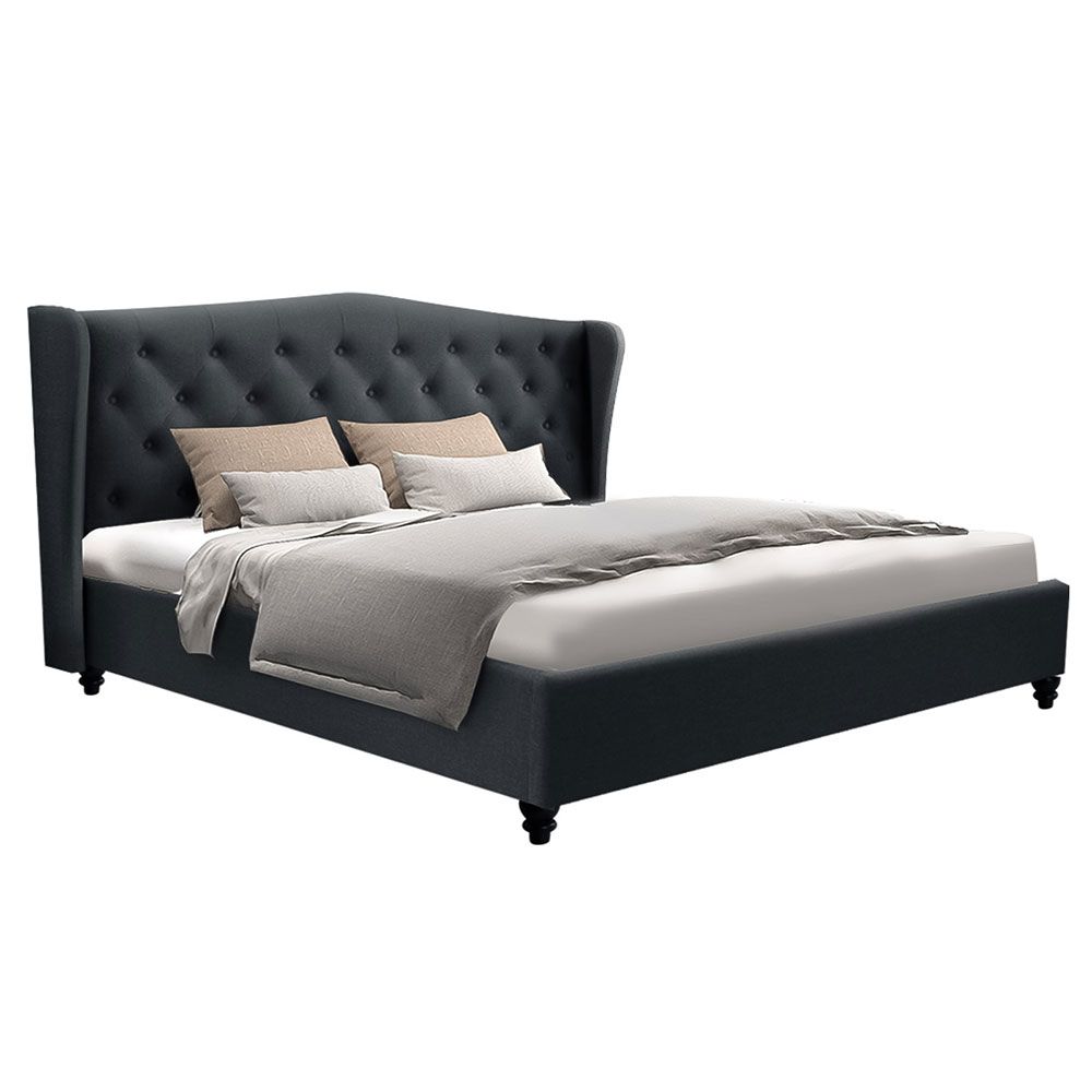 Liberty (King) Linen-Look Bed Frame - Charcoal