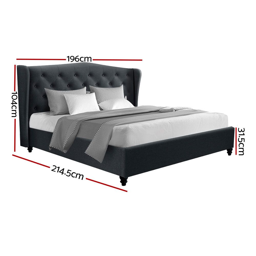Liberty (King) Linen-Look Bed Frame - Charcoal