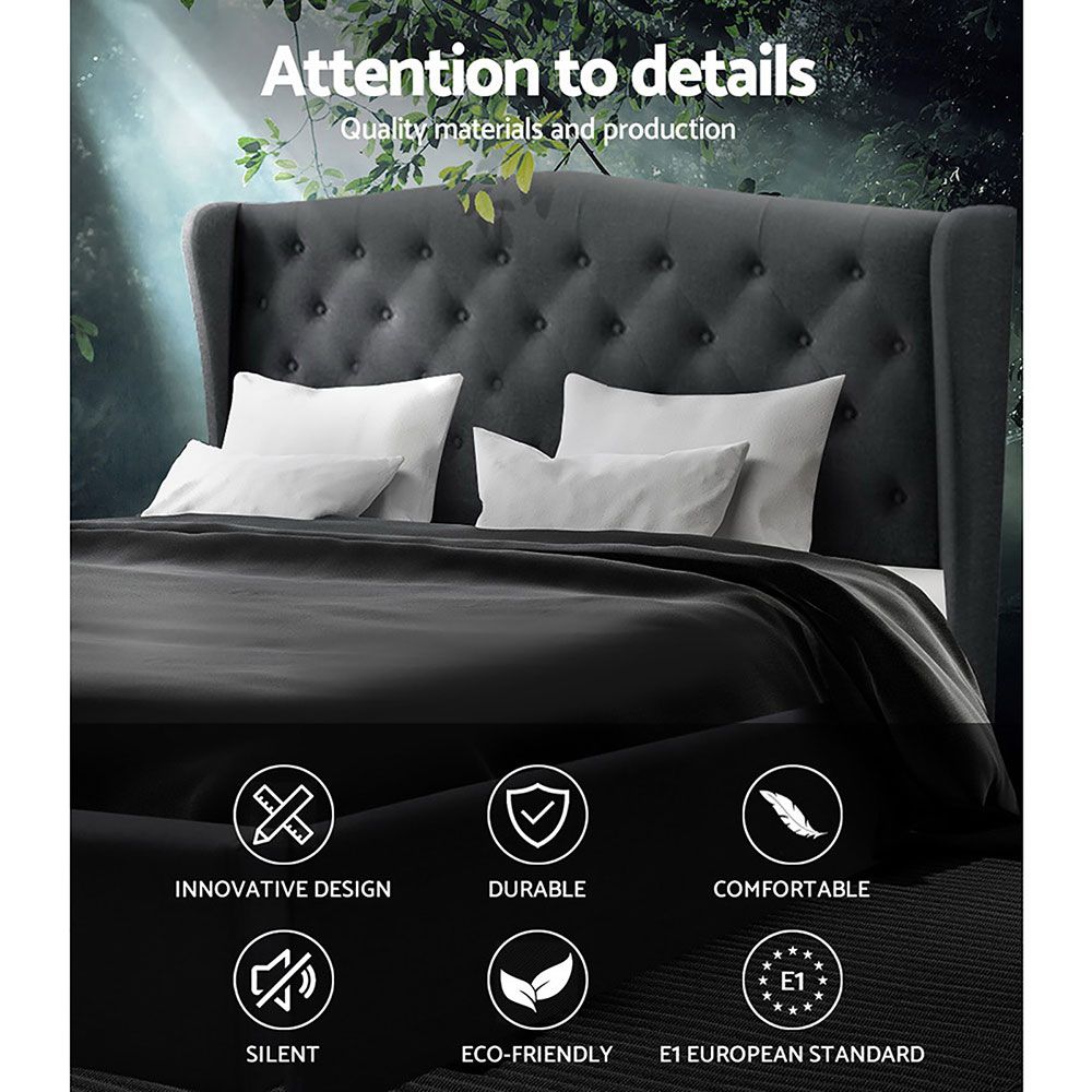Liberty (King) Linen-Look Bed Frame - Charcoal