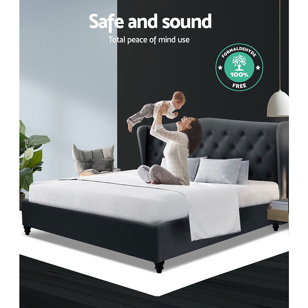 Liberty (King) Linen-Look Bed Frame - Charcoal