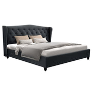Liberty (King) Faux Linen Bed Frame - Charcoal - Homecoze