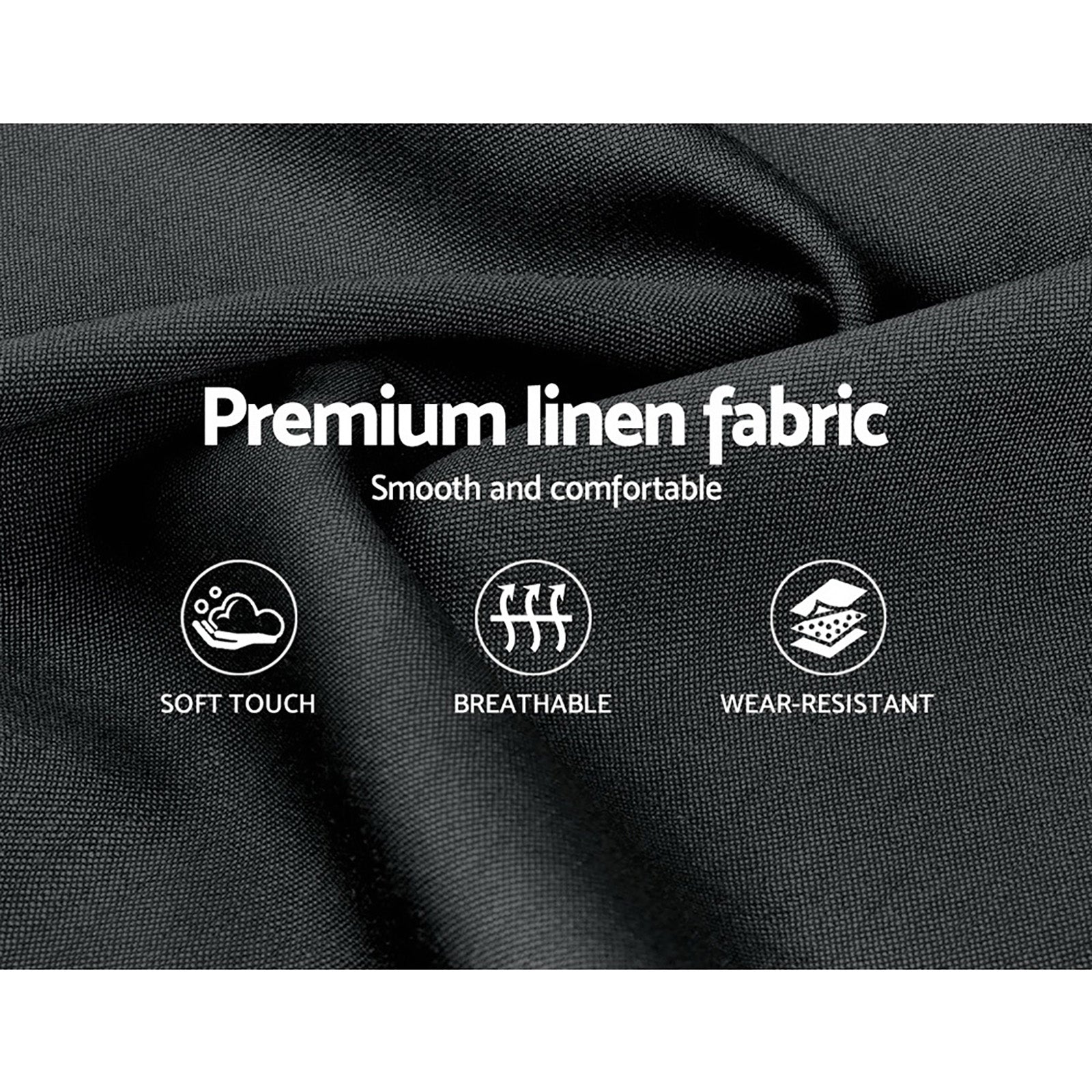 Liberty (Queen) Faux Linen Bed Frame - Charcoal - Homecoze