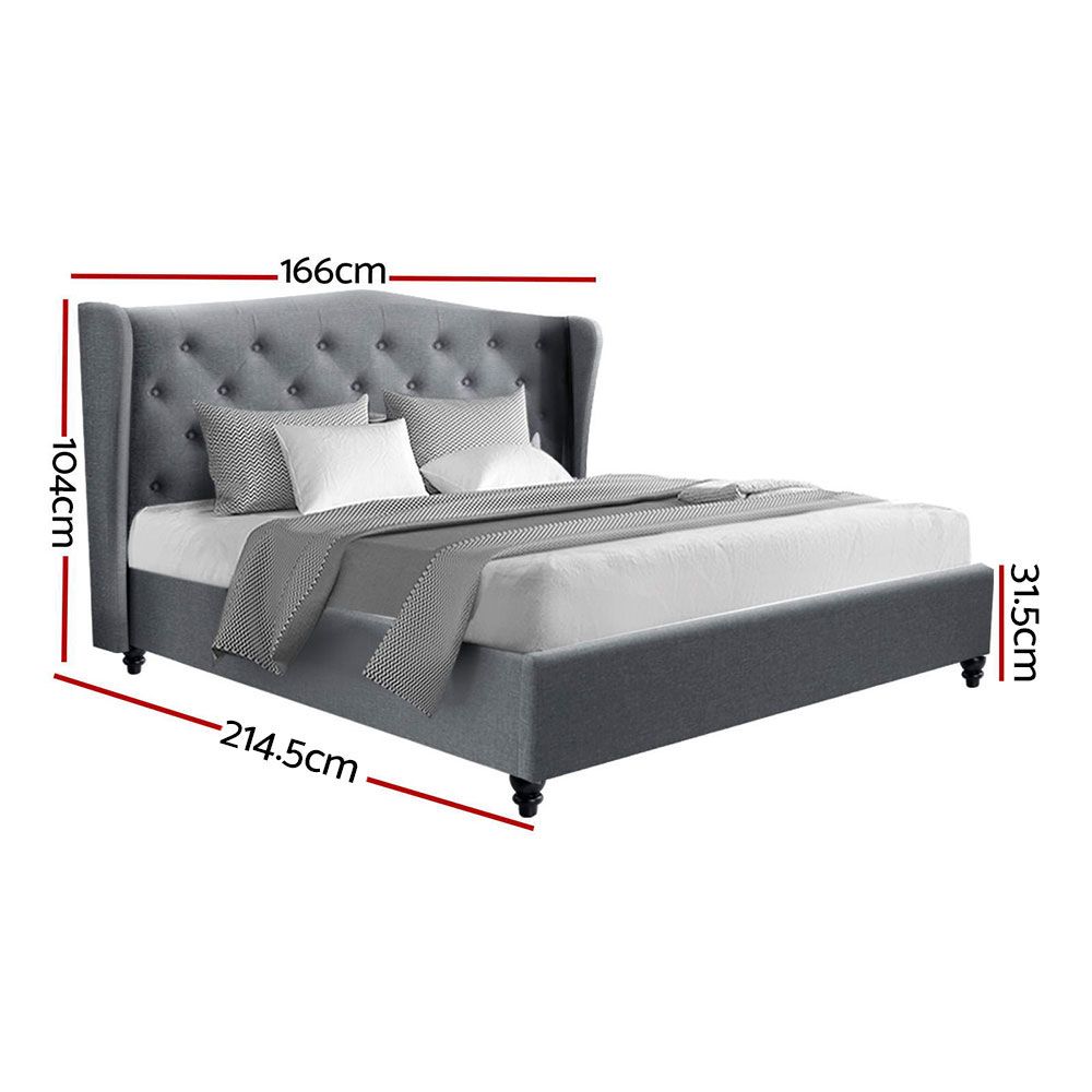 Liberty (Queen) Linen-Look Bed Frame - Grey
